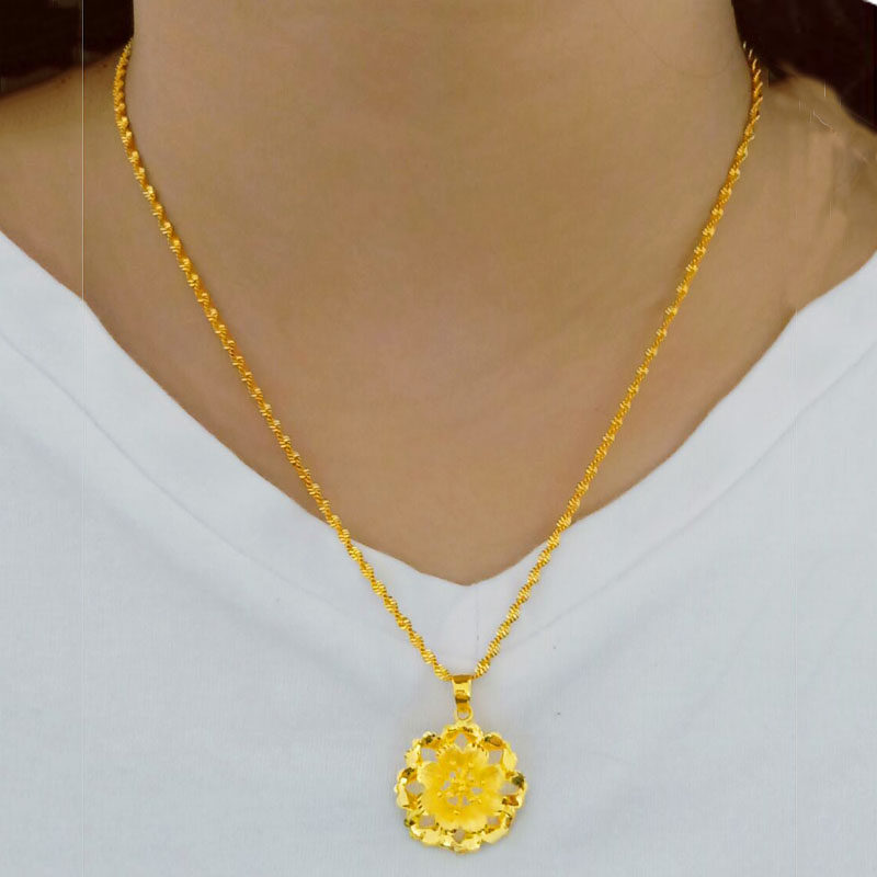 正品女款9999大花朵纯金坠子吊坠 千影珠宝颈饰