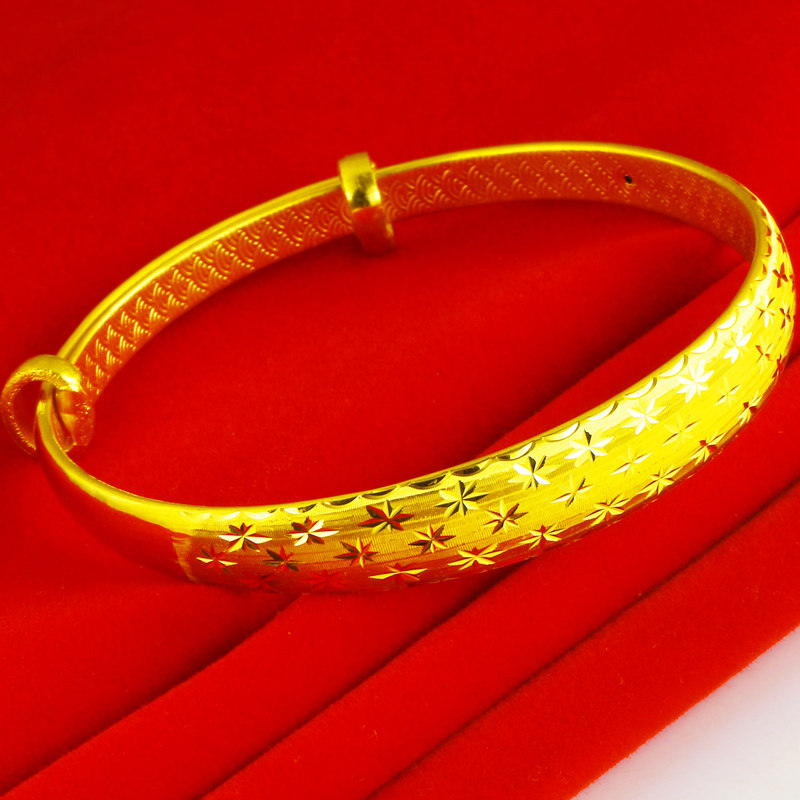 正品女款9999足金满天星结婚手镯 千影珠宝手饰