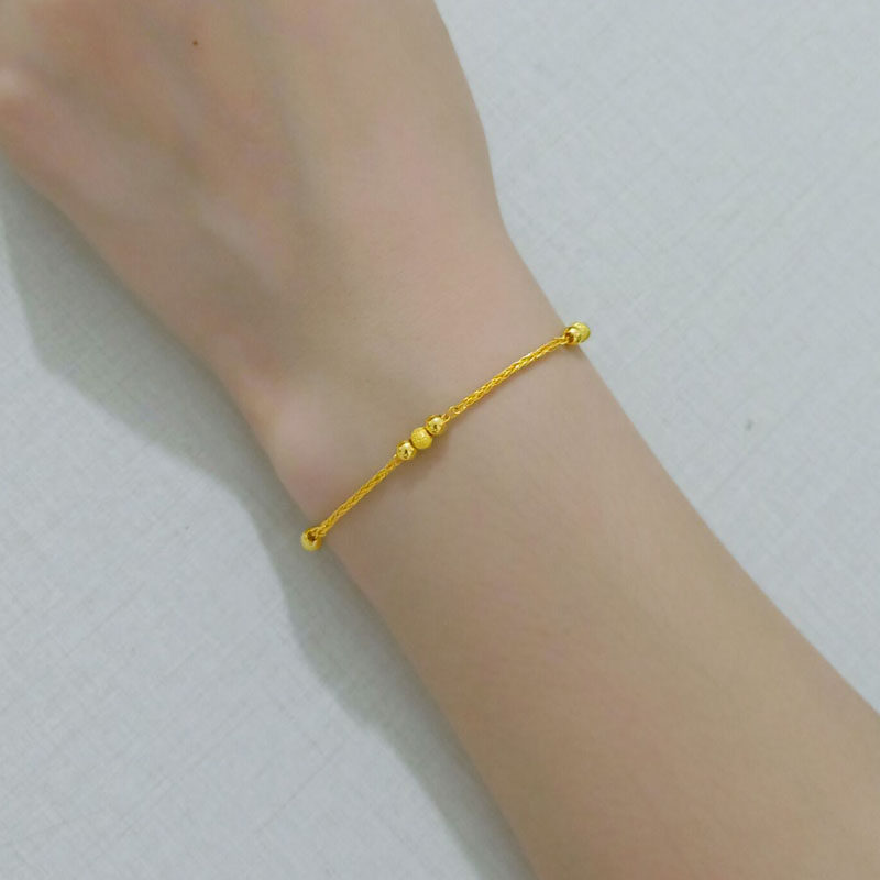 正品9999女款纯金手镯转运珠手链 千影珠宝手饰