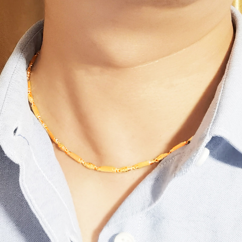 正品男女款9999足金粗纯金男士项链 千影珠宝颈饰