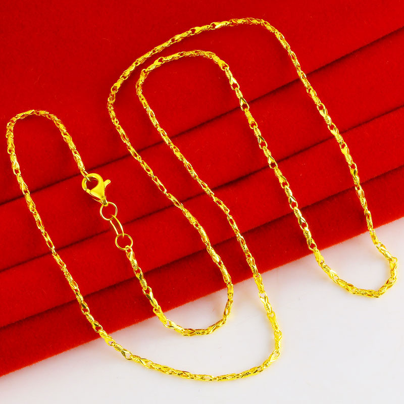 正品9999足金女款au750粗纯金素链 千影珠宝颈饰