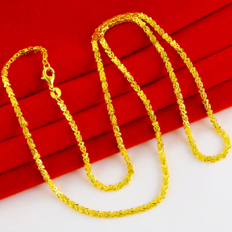 正品9999足金女款au750粗纯金素链 千影珠宝颈饰