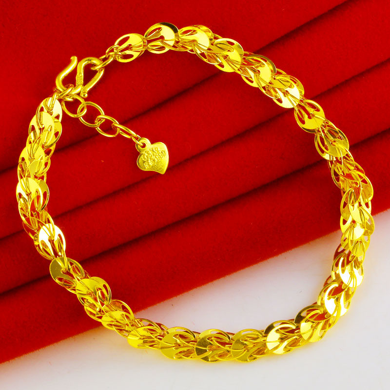 正品女款9999足金手镯真金结婚链子 千影珠宝手饰