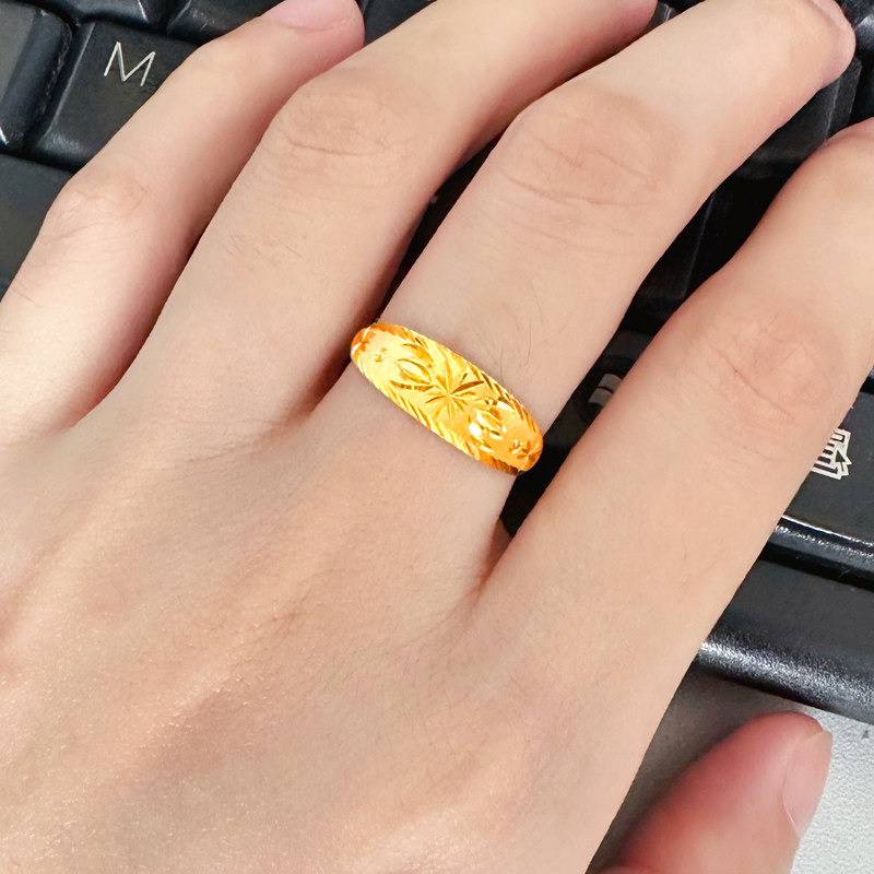 正品9999足金男女款活口纯金食指环 千影珠宝手饰