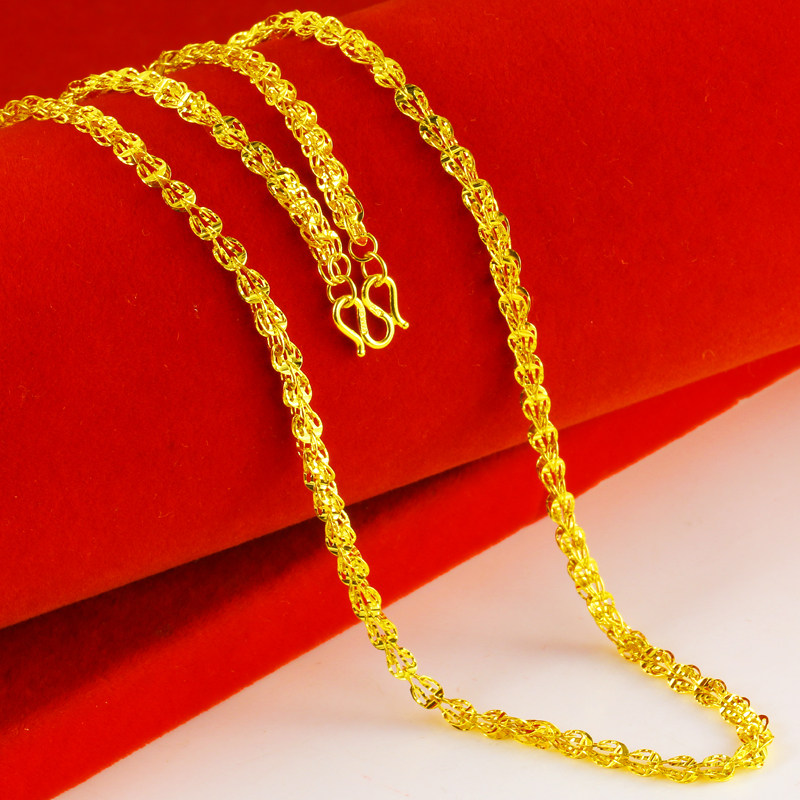 正品女士9999凤尾纯金素金锁骨链 千影珠宝颈饰