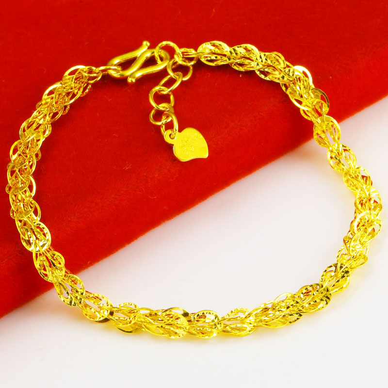 正品女款9999足金手镯真金结婚链子 千影珠宝手饰