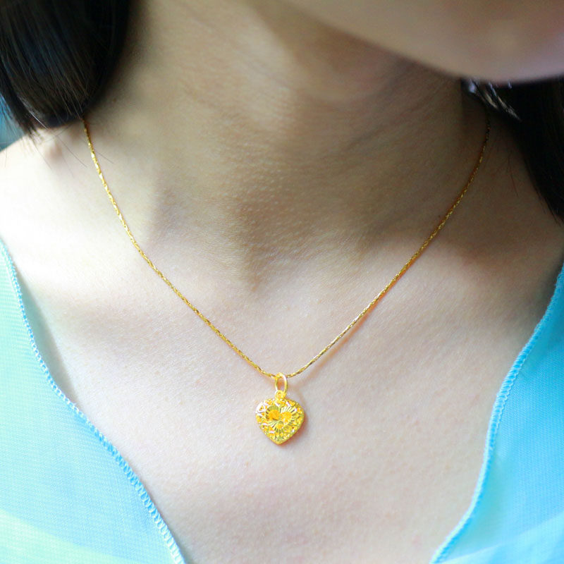 正品9999足金女款真金项链坠子纯金 千影珠宝颈饰