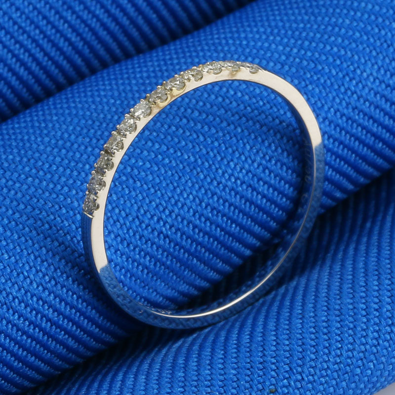 千影女款排戒子小au750纯白金钻戒 千影珠宝手饰