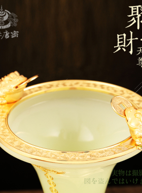 寓意聚财天尊金属摆件汉白玉