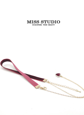 少女心时尚风双层丝绒项圈锁骨链