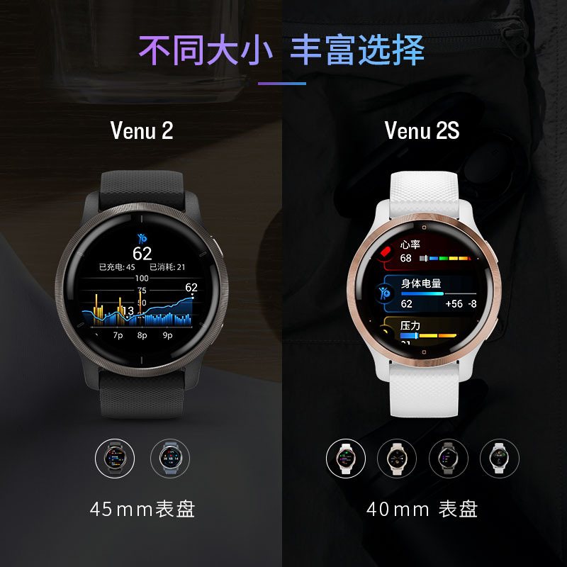 Garmin佳明Venu2/2S/2plus智能运动手表跑步游泳健身心率血氧男女 - 图2