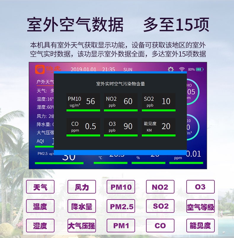 伯虎BM7空气质量检测仪器高精度家用甲醛多功能专业新房室内测试-图0