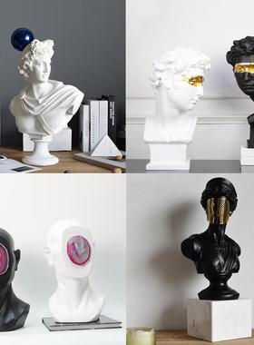 欧式现代蓝球希腊人物像雕像玛瑙家居客厅玄关别墅样板房装饰品
