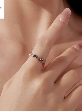 时予原创个性复古星爆通体s925纯银戒指跨境流行星星指环戒指厂家