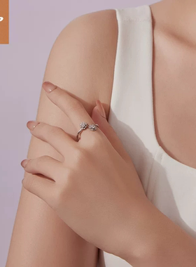 时予原创通体s925纯银冬季冰花开口戒指浪漫冰雪世界晶莹锆石戒指