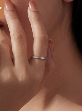 时予新款简约蓝色星光澳宝戒指女叠戴高级感通体s925纯银指环戒指