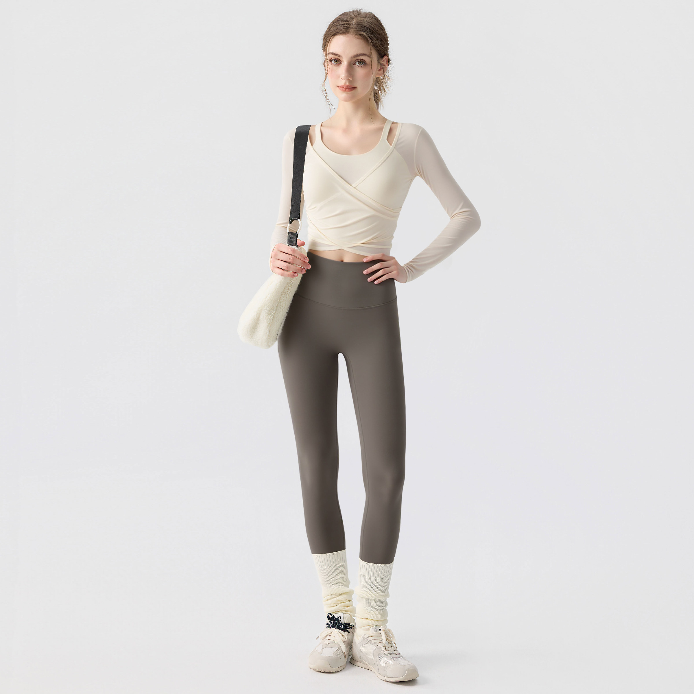 新丽雅瑜伽服女网纱罩衫长袖速干跑步运动上衣普拉提训练健身套装,淘宝优惠券,粉丝福利购,淘宝优惠卷