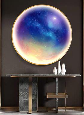 现简约装饰画星球LED灯级感大气轻奢圆形灯光画卧室床头挂画