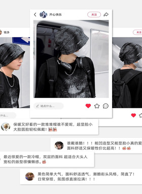 黑色堆堆帽男款大头围显脸小帽子