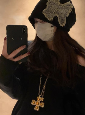 卷边堆堆帽女新款春季复古包头帽