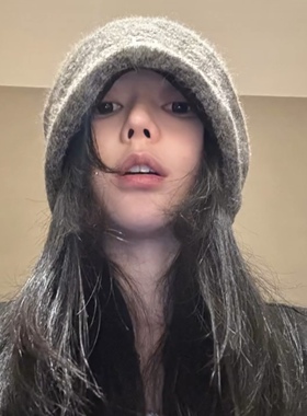 蒲儿同款堆堆帽女大头围灰色帽子韩版慵懒风包头帽保暖百搭冷帽男