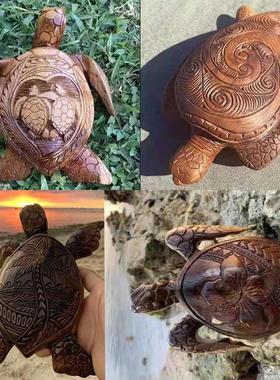 夏威夷海龟木质工艺品摆件仿真海洋动物摆件花园庭装饰工艺