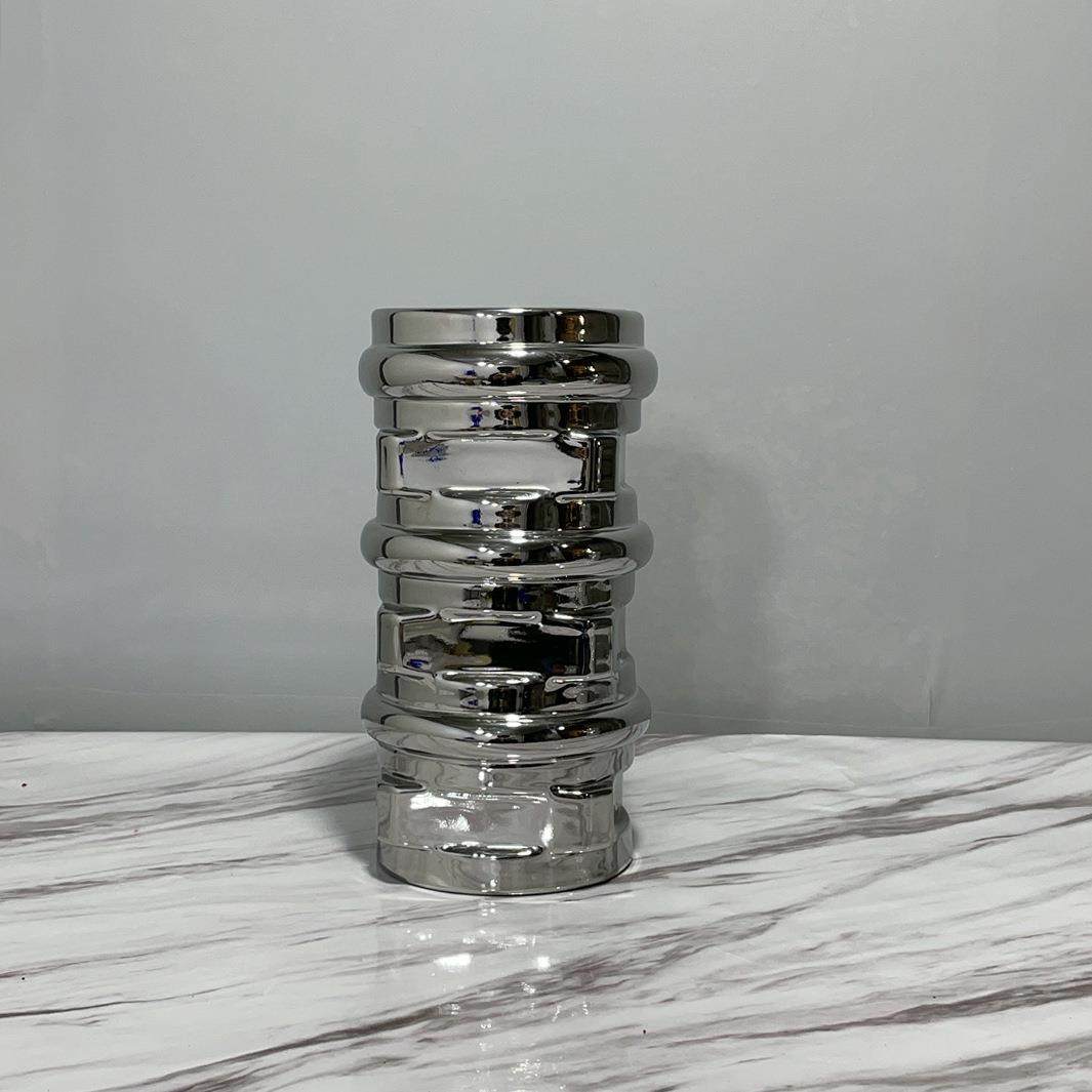 现代简约创意银色陶瓷花瓶摆件客厅电视柜仿真花餐桌办公室装饰,淘宝优惠券,粉丝福利购,淘宝优惠卷