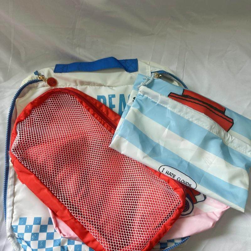 现货日系史努比旅行收纳袋4件套行李箱衣服鞋子整理包收纳套装萌,淘宝优惠券,粉丝福利购,淘宝优惠卷