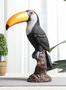 美式创意大嘴鸟摆件仿真小动物客厅电视柜家居摆设北欧酒柜装饰品