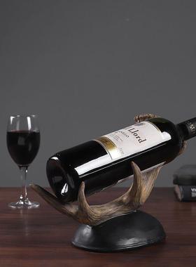 欧式鹿角红酒架酒柜架子高档家用玄关洋酒葡萄酒酒瓶架酒架摆件