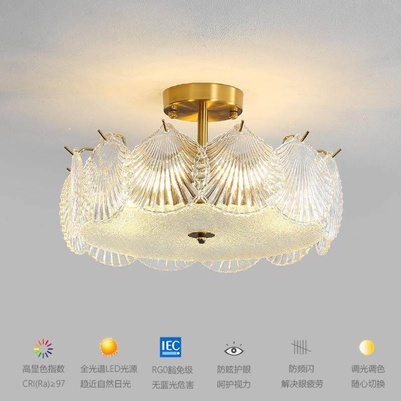 新款客厅水晶玻璃吸顶灯网红浪漫贝壳水晶吸顶灯现代公主房卧室灯,淘宝优惠券,粉丝福利购,淘宝优惠卷