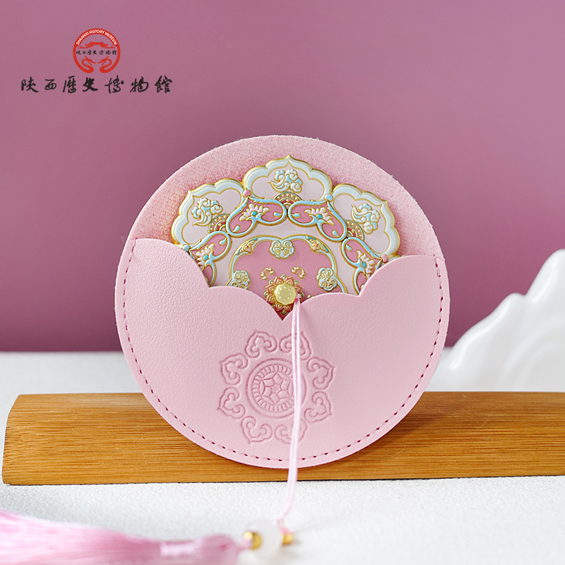 陕西历史博物馆随身镜文创古风便携手持化妆镜西安旅游礼物送女友