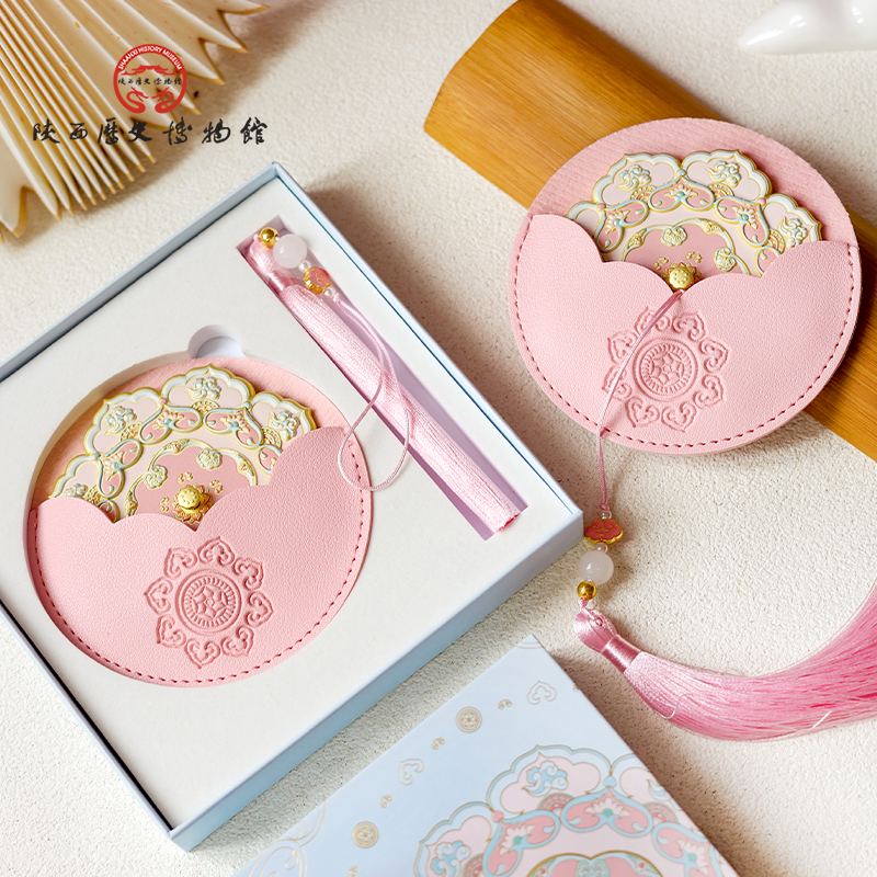 陕西历史博物馆随身镜文创古风便携手持化妆镜西安旅游礼物送女友