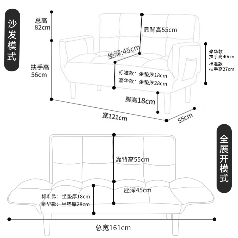 懒人沙发可折叠榻榻米沙发床简易小户型经济型客厅卧室网红沙发床-图2