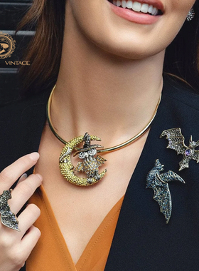 HEIDIDAUS双狮徽章蝙蝠项链戒指