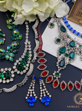 古董首饰CHOKER水钻珍珠