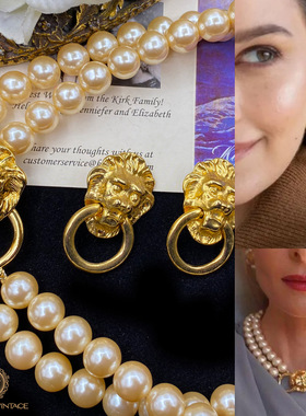 KJL珍珠狮子门环项链耳环