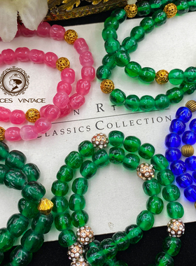 Vintage老琉璃项链翡翠色