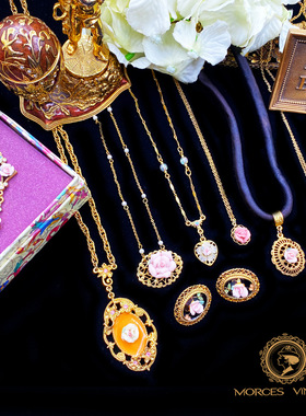 vintage古董首饰陶瓷玫瑰珍珠