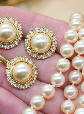 80年代仿珍珠项链耳钉套装