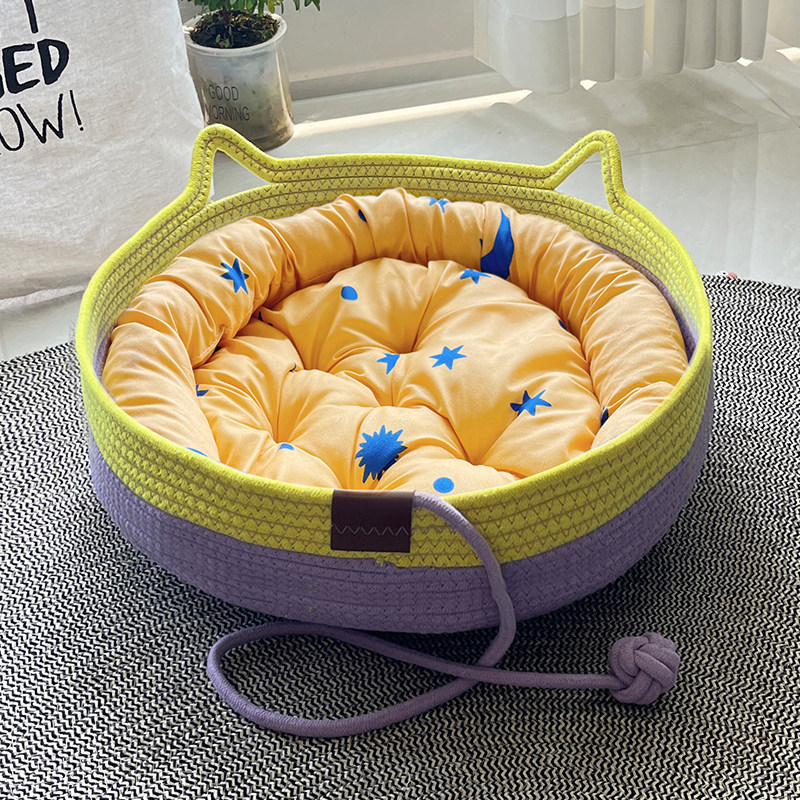 猫窝四季通用新式宠物圆形猫抓板藤编夏季可拆洗小猫垫子笼子专用,淘宝优惠券,粉丝福利购,淘宝优惠卷