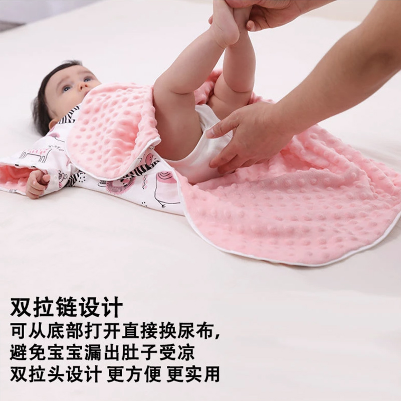 宝宝睡袋新生儿童防踢被婴儿秋冬款襁褓防惊吓神器安抚豆豆款睡袋