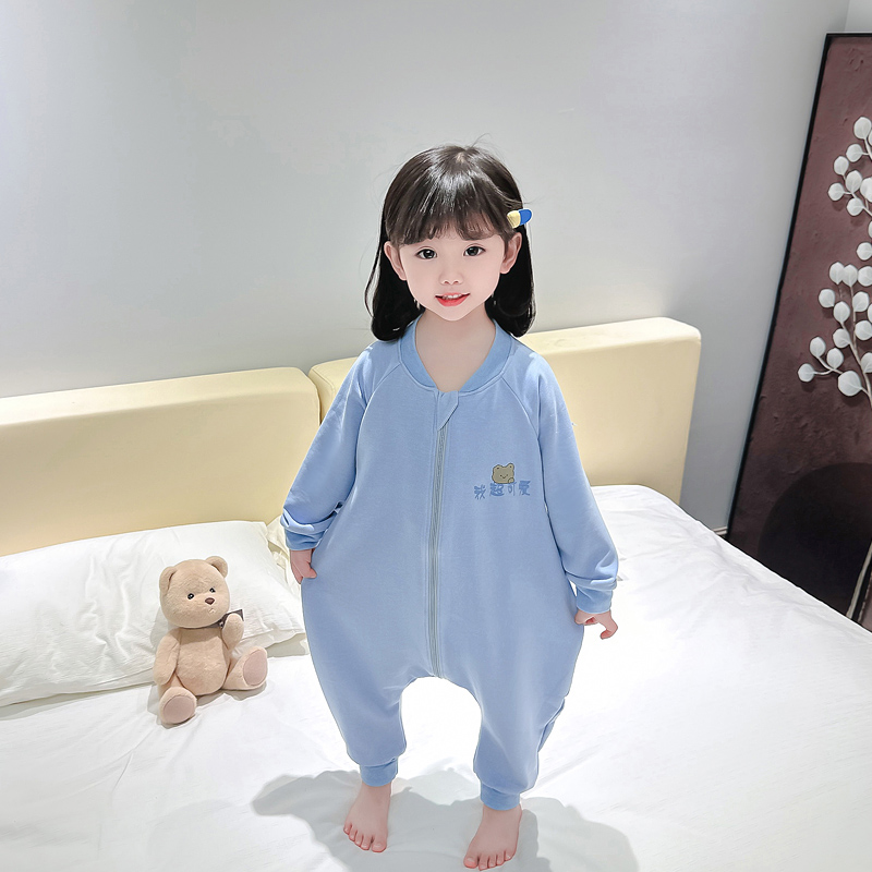 儿童连体睡衣婴儿长袖家居服男女宝宝春秋2024新款德绒睡袋防踢被