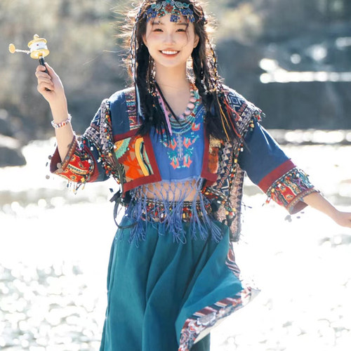 现货杨超越同款名族服装藏族饰品西双版纳哈尼异域风情摄影写真照 - 图2