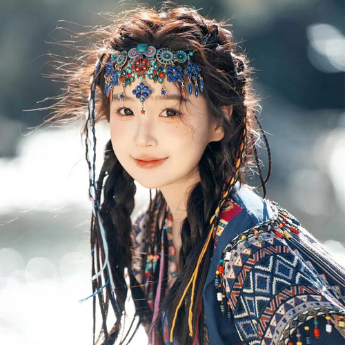 现货杨超越同款名族服装藏族饰品西双版纳哈尼异域风情摄影写真照 - 图1