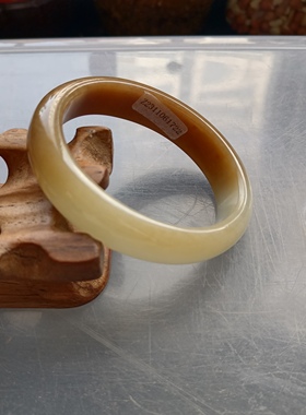 纯天然新疆和田玉老坑糖白玉贵妃手镯56-57mm玉石镯子女款带证书