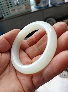 天然俄料和田玉羊脂白玉手镯细腻温润自加工特惠价54mm女款带证书