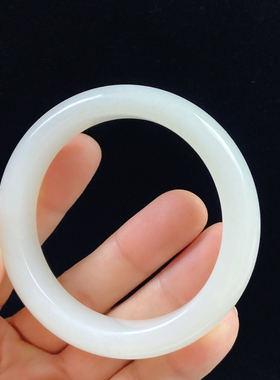 高货爆款纯天然新疆和田玉羊脂白手镯玉镯白玉镯子59圈口女款