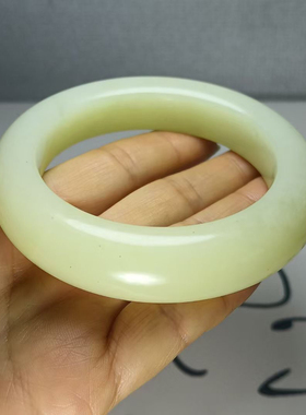 新货爆款纯天然新疆和田玉若羌黄口料手镯玉镯黄玉镯子56.6圈口