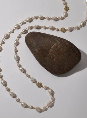 天然淡水珍珠长款项链女时尚轻奢气质百搭高级感秋冬可叠戴毛衣链